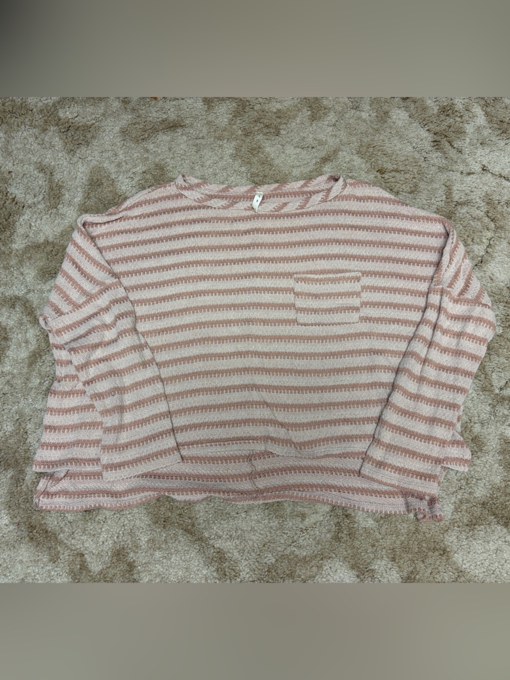 mts Beige and Cream Striped Knit Top